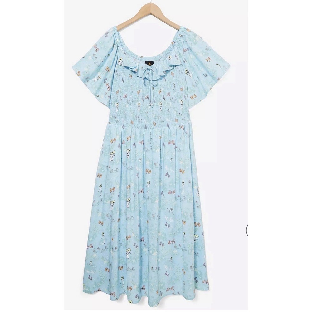 Disney Cinderella Blue Smocked Midi Dress Size Large